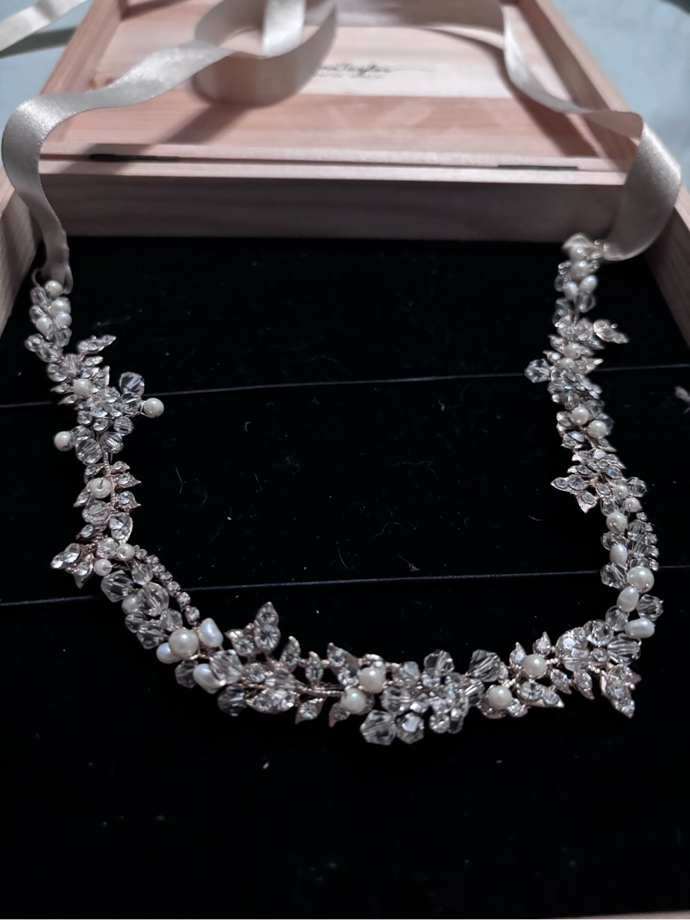 BHLDN Anthropologie Crystal Pearl Bridal Festival Hair Vine Halo Justin Taylor